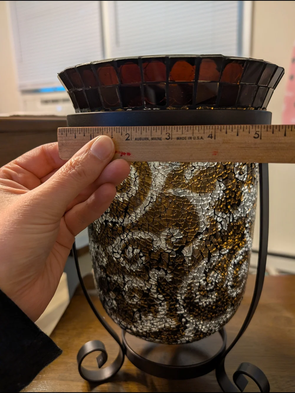 PartyLite Amaretto Swirl Mosaic Glass Decorative Candle Holder